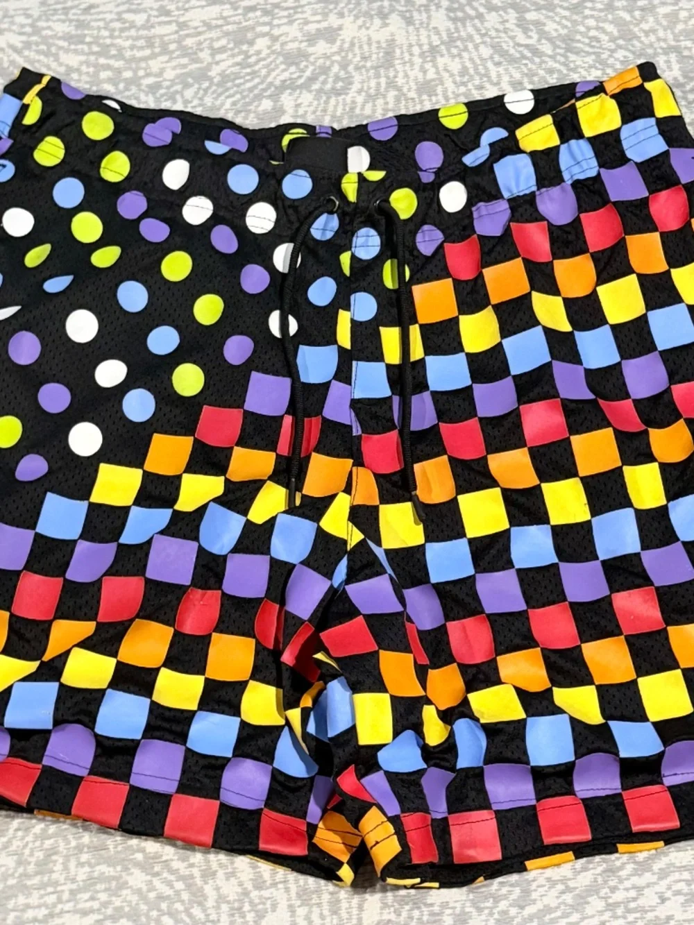 Nike Air Jordan Legacy AJ3 AOP Rainbow Checkered Polka Dot Mesh Shorts Large